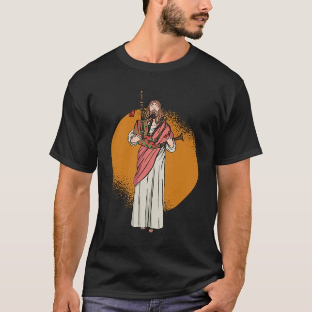 T-shirt Jésus Jouer des pipes - Bagpipe Musique écossaise (Devant)