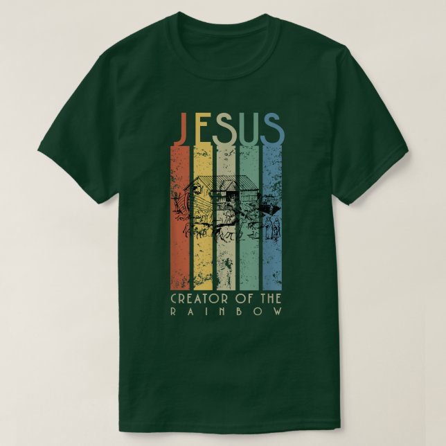T-shirt JESUS Le Créateur de l'Arc-en-Ciel (Noah et l'Arch (Design devant)