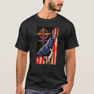 T-shirt Jesus Lion Drapeau américain Christian Patriotique