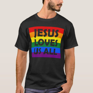 T-shirt JESUS LOVES US ALL LGBT gay pride Rainbow boy