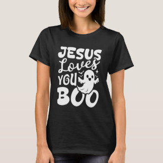 T-shirt Jesus Loves You Boo Christian Halloween Ghost Funn