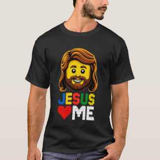 T-shirt Jésus M'aime Constructeur Briques Blocs De Constru
