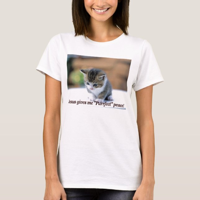 T-shirt Jésus me donne la paix de Purrfect (avec Kitty) (Devant)