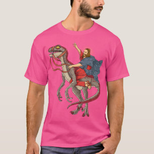 T-shirt Jésus Monte Une Chemise Dinosaure Raptor Dinosaur