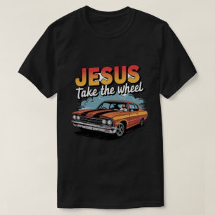 T-shirt Jesus Prend le Volant Vintage Muscle Car