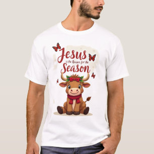 T-shirt Jésus raison de la saison vache Noël chrétienne