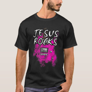 T-shirt Jesus Rocks Guitare Electrique Guitariste Christia