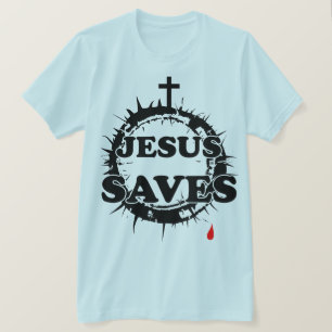T-shirt Jésus sauve avec la Croix et la Couronne d'épines