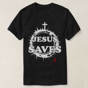 T-shirt Jésus sauve avec la Croix et la Couronne d'épines