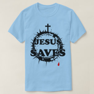 T-shirt Jésus sauve avec la Croix et la Couronne d'épines