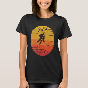 T-shirt Jésus Sauve Hockey But Religieux Chrétien