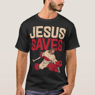 T-shirt Jésus Sauve Hockey sur glace Goalie Sport Religieu