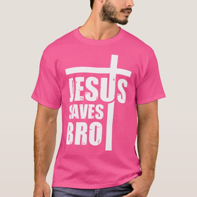 T-shirt Jésus Sauve la foi chrétienne de Bro Jesus Cross (Devant)