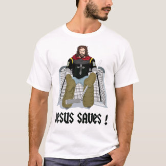 T-shirt Jésus sauve le hockey sur glace