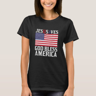 T-shirt Jésus sauve USA Dieu béni Amérique