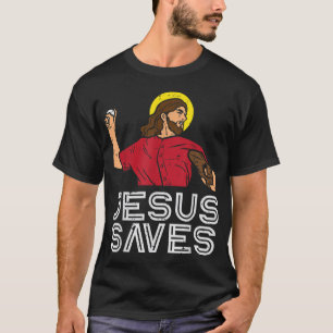 T-shirt Jesus Saves Baseball God Sports Christian Men Wome