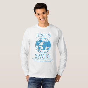T-shirt Jesus Saves Graphic 90's Blue