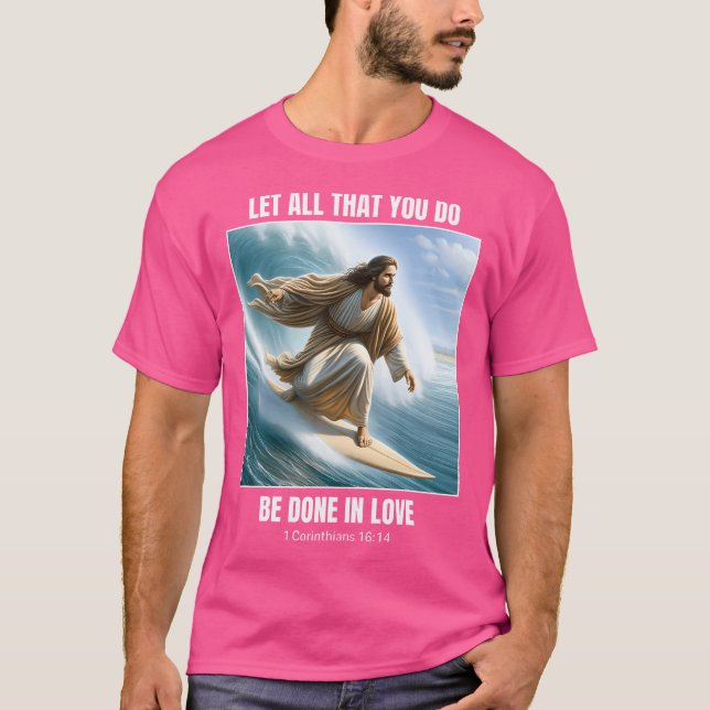T-shirt Jesus Surfing - Christian Surfing Design 1 Corinth (Devant)