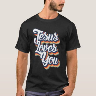T-shirt Jésus t'aime Retro Style Vintage Femme chrétienne
