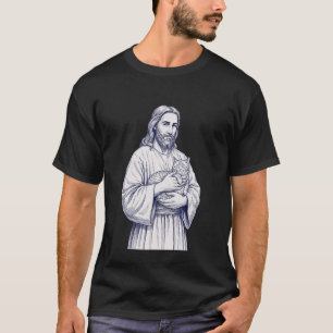 T-shirt Jésus tenant un chat Illustration de foi chrétienn