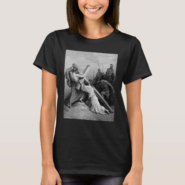 T-shirt Jésus tombant sous la croix Gustave Dore Bibli (Devant)