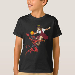 T-shirt Jésus Traversant Le Joueur De Basket-Ball Devil Du