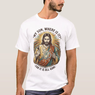 T-shirt Jésus Verre à Bière Vide Cassé Barman Boisson Humo
