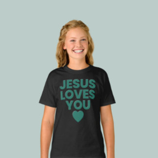T-shirt Jésus vous aime Chrétien mignon des enfants Basé s