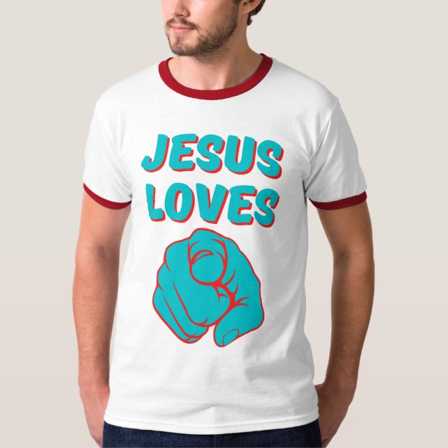T-shirt Jésus Vous Aime Citation Fondée Sur La Foi Mens Ri (Devant)