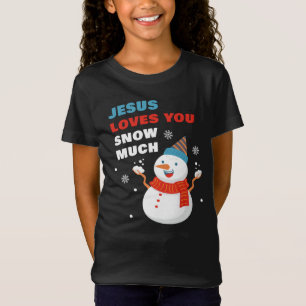 T-Shirt Jésus Vous Aime Neige Beaucoup Chrétien Noël T-Sh