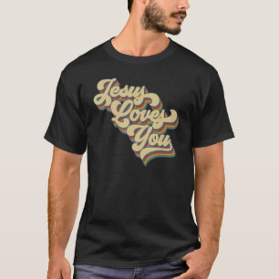 T-shirt Jésus Vous Aime Retro Style Super Vintage Hommes F