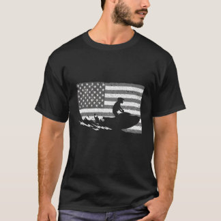 T-shirt Jet Ski Pour Skieurs Us American Flag Skiing