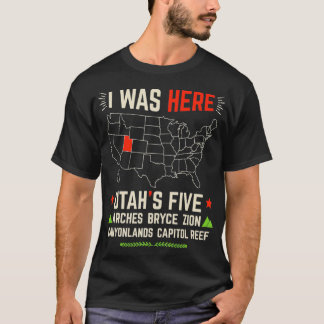 T-shirt J'Étais Ici Utah Carte Camping Randonnée Cinq Nati