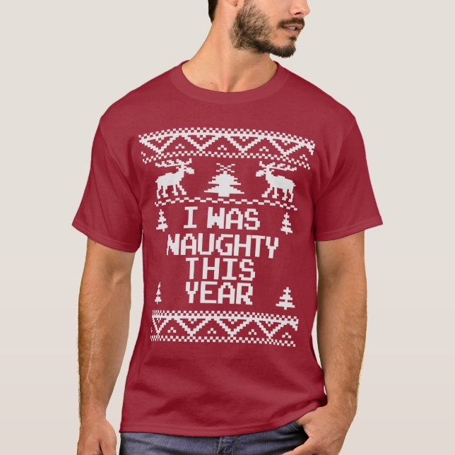 T-shirt J'étais vilain ce chandail laid de Noël d'année (Devant)