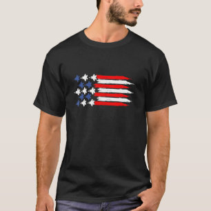 T-shirt Jets de chasse avec drapeau américain américain 4 