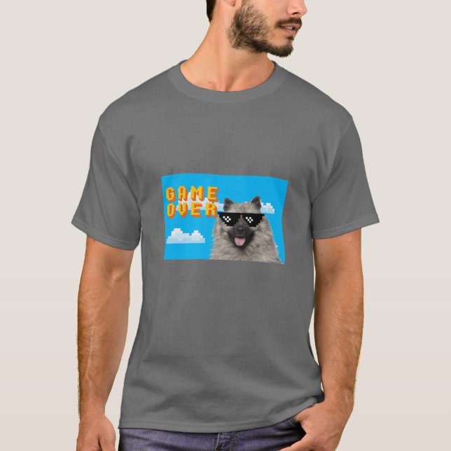 T-shirt Jeu 8 bits sur Keeshonden (Devant)