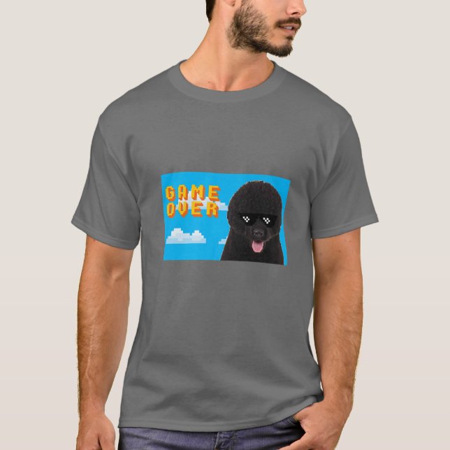T-shirt Jeu 8 bits sur le chien d'eau portugais (Devant)