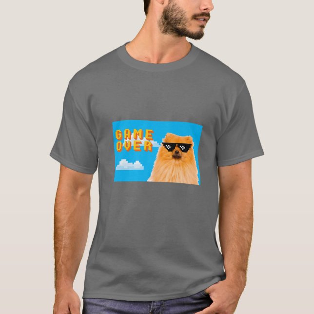 T-shirt Jeu 8 bits sur Pomeranian (Devant)