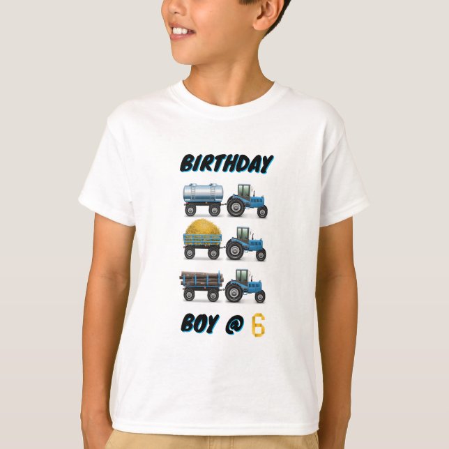 T-shirt Jeu d'anniversaire du tracteur @ 6 (Devant)
