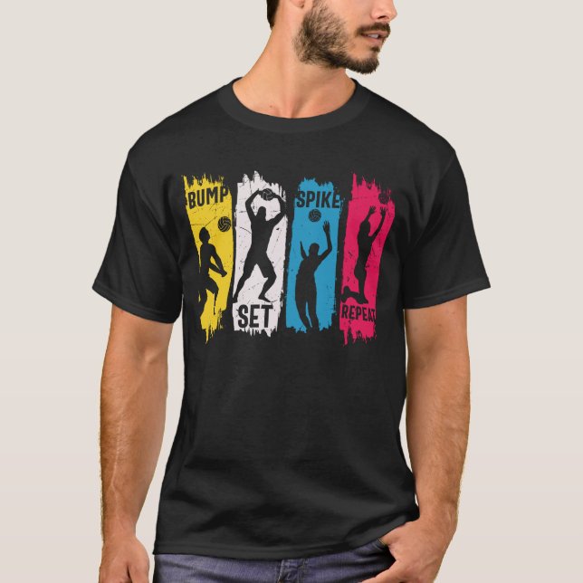T-shirt Jeu de bosses de volleyball Spike Répétition (Devant)