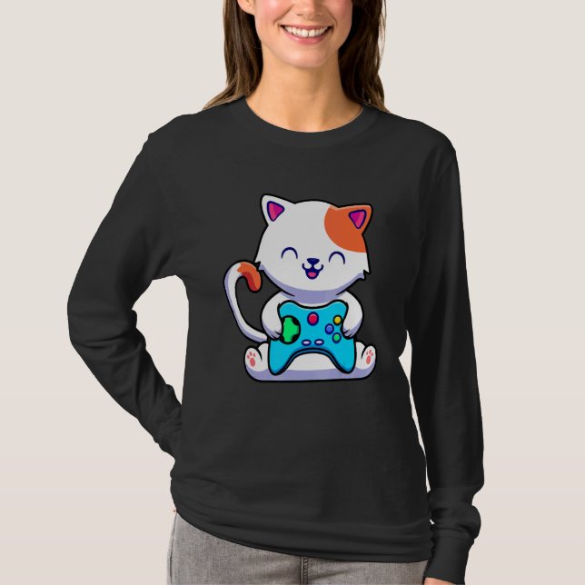 T-shirt Jeu de chat avec console de jeu (Devant)