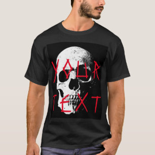 T-shirt Jeu de crâne rouge moderne Horreur Texte Mens Hall