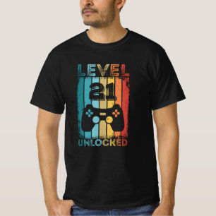 T-shirt Jeu de niveau 21 Déverrouillé 21e Gamer Cadeaux 