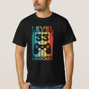 T-shirt Jeu de niveau 33 Déverrouillé 33e Gamer Cadeaux d'