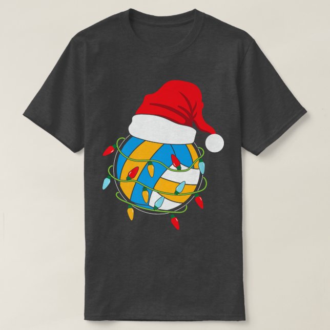 T-shirt Jeu de Noël de volley-ball Lumières Père Noël Cost (Design devant)