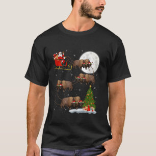 T-shirt Jeu de Noël Lumières amusant Père Noël équitation 