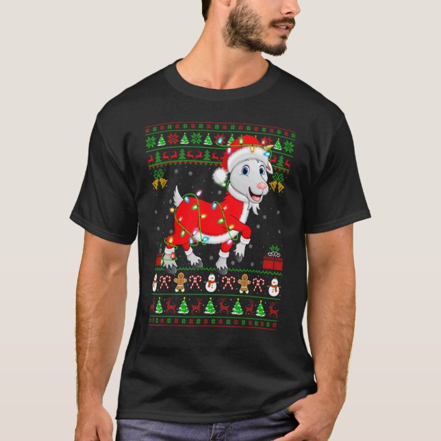 T-shirt Jeu de Noël Lumières Doux moche style Père Noël Ch (Devant)