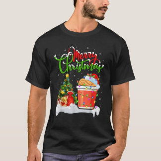 T-shirt Jeu de Noël Lumières Santa Hat Fast Food Cup Noodl