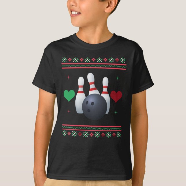 T-shirt Jeu de Noël moche Bowling (Devant)