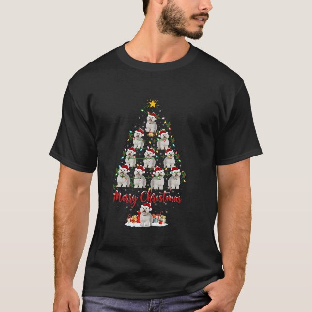 T-shirt Jeu de Noël Père Noël Bichon Frise Chien arbre de  (Devant)